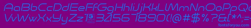 フォントMinalis Light Italic Demo – 紫色の背景に青い文字