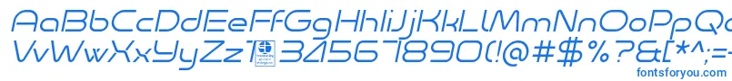 フォントMinalis Light Italic Demo – 白い背景に青い文字