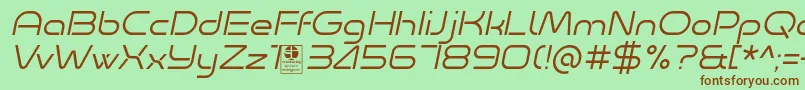 Fonte Minalis Light Italic Demo – fontes marrons em um fundo verde