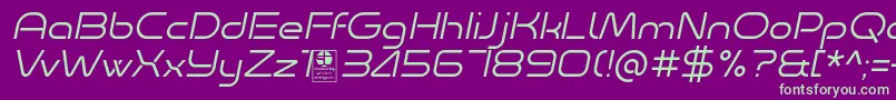 フォントMinalis Light Italic Demo – 紫の背景に緑のフォント