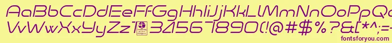 Minalis Light Italic Demo-fontti – violetit fontit keltaisella taustalla