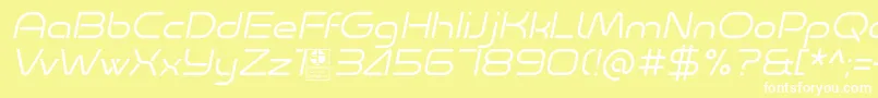 Minalis Light Italic Demo-Schriftart – Weiße Schriften auf gelbem Hintergrund