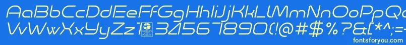 Шрифт Minalis Light Italic Demo – жёлтые шрифты на синем фоне