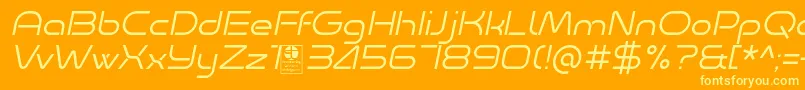 Шрифт Minalis Light Italic Demo – жёлтые шрифты на оранжевом фоне