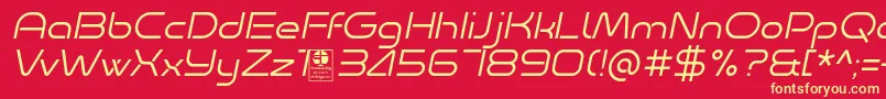 Minalis Light Italic Demo-fontti – keltaiset fontit punaisella taustalla