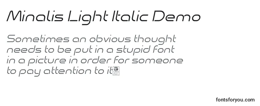 Schriftart Minalis Light Italic Demo