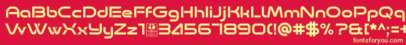 Czcionka Minalis Regular Demo – żółte czcionki na czerwonym tle