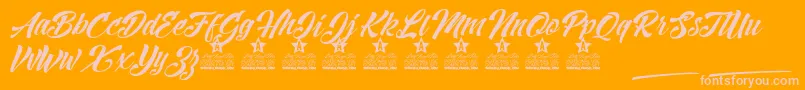 Mind Rescue Personal use-Schriftart – Rosa Schriften auf orangefarbenem Hintergrund