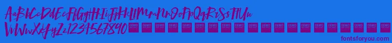 Mind Rush   Demo-Schriftart – Violette Schriften auf blauem Hintergrund