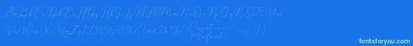 Mindline Script Demo-Schriftart – Grüne Schriften auf blauem Hintergrund