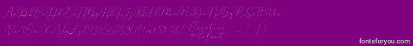 Mindline Script Demo-fontti – vihreät fontit violetilla taustalla