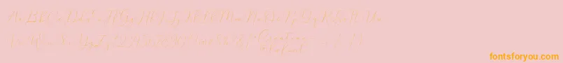 Mindline Script Demo-Schriftart – Orangefarbene Schriften auf rosa Hintergrund