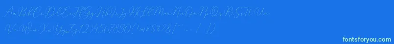 Mindline Slant Demo-Schriftart – Grüne Schriften auf blauem Hintergrund