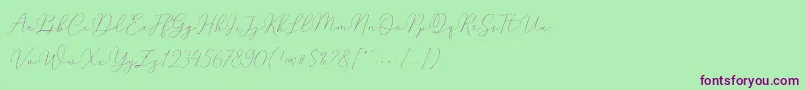 Mindline Slant Demo Font – Purple Fonts on Green Background