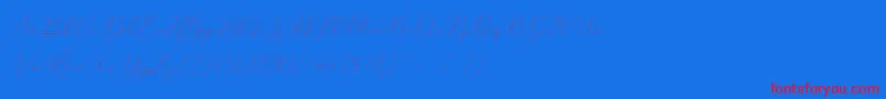 Mindline Slant Demo-Schriftart – Rote Schriften auf blauem Hintergrund