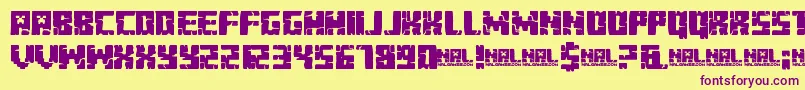 Minecraft Evenings-Schriftart – Violette Schriften auf gelbem Hintergrund
