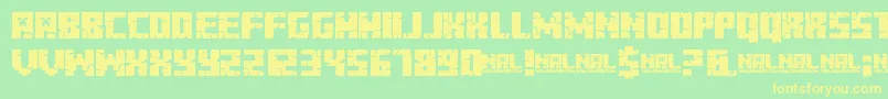 フォントMinecraft Evenings – 黄色の文字が緑の背景にあります