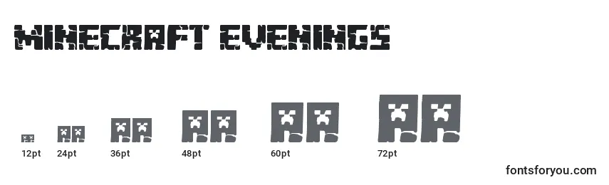 Размеры шрифта Minecraft Evenings