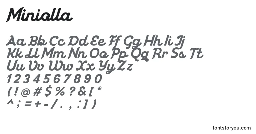 Fuente Miniolla - alfabeto, números, caracteres especiales