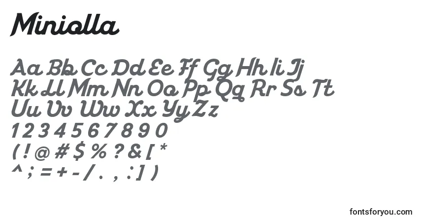 A fonte Miniolla (134408) – alfabeto, números, caracteres especiais