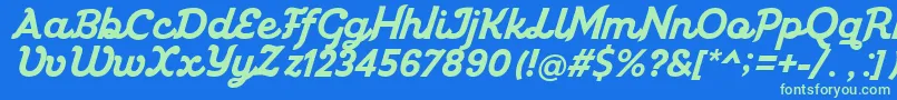 Miniolla Font – Green Fonts on Blue Background