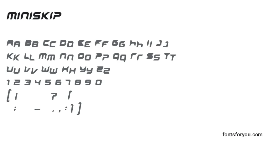 Schriftart MINISKIP (134409) – Alphabet, Zahlen, spezielle Symbole