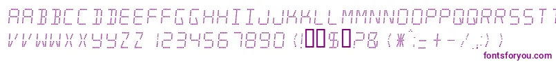 minisystem-Schriftart – Violette Schriften auf weißem Hintergrund