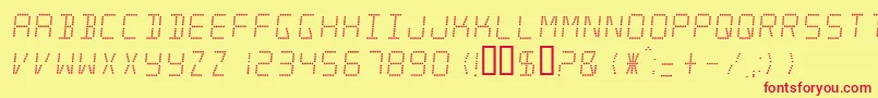 minisystem-Schriftart – Rote Schriften auf gelbem Hintergrund