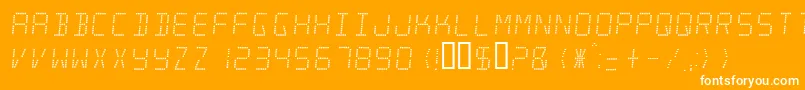 minisystem-Schriftart – Weiße Schriften auf orangefarbenem Hintergrund
