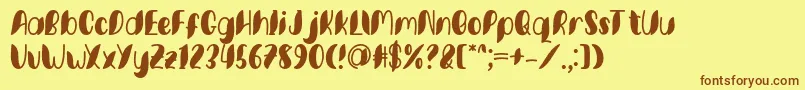 Fonte Minkem font by 7NTypes D – fontes marrons em um fundo amarelo