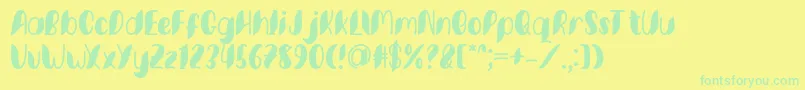 Minkem font by 7NTypes D-Schriftart – Grüne Schriften auf gelbem Hintergrund