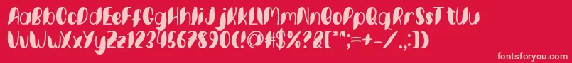 Fonte Minkem font by 7NTypes D – fontes rosa em um fundo vermelho