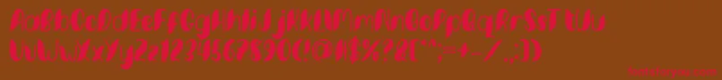 フォントMinkem font by 7NTypes D – 赤い文字が茶色の背景にあります。