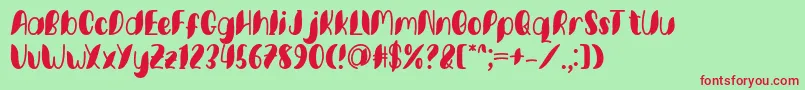 Fonte Minkem font by 7NTypes D – fontes vermelhas em um fundo verde