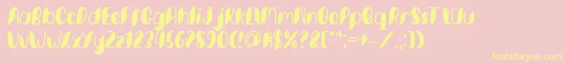 Fonte Minkem font by 7NTypes D – fontes amarelas em um fundo rosa