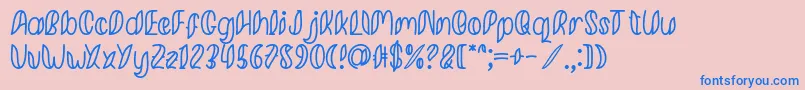 Minkem Outline font by 7NTypes D-fontti – siniset fontit vaaleanpunaisella taustalla