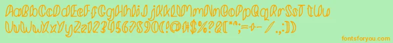 Minkem Outline font by 7NTypes D-Schriftart – Orangefarbene Schriften auf grünem Hintergrund