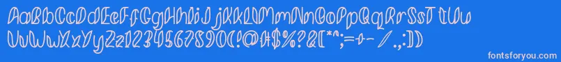 Minkem Outline font by 7NTypes D-fontti – vaaleanpunaiset fontit sinisellä taustalla