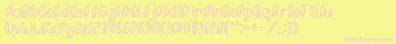 Minkem Outline font by 7NTypes D-Schriftart – Rosa Schriften auf gelbem Hintergrund