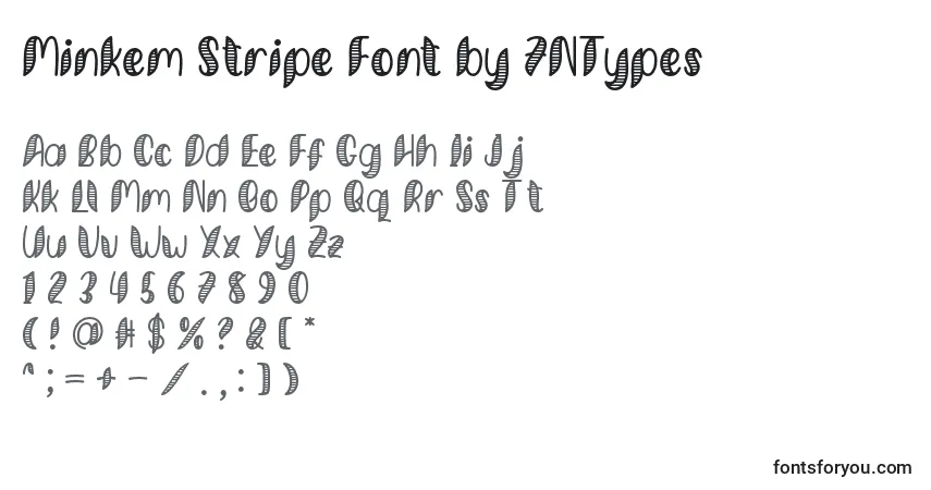 Minkem Stripe Font by 7NTypes Font – alphabet, numbers, special characters