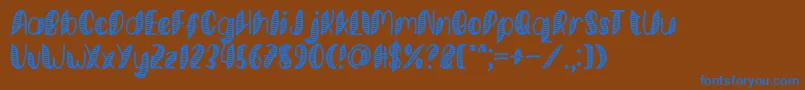 Weitere Informationen zur Minkem Stripe Font by 7NTypes-Schriftart Minkem Stripe Font by 7NTypes-Schriftart – Blaue Schriften auf braunem Hintergrund
