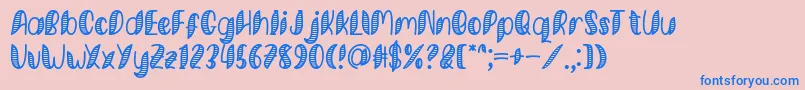 フォントMinkem Stripe Font by 7NTypes – ピンクの背景に青い文字