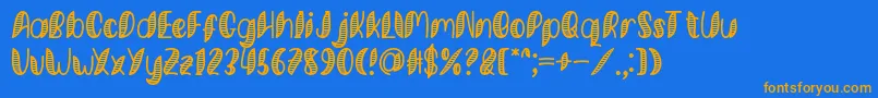 Minkem Stripe Font by 7NTypes Font – Orange Fonts on Blue Background