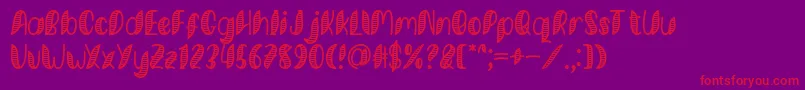 フォントMinkem Stripe Font by 7NTypes – 紫の背景に赤い文字