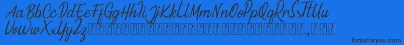 フォントMinnie Queen Font – 黒い文字の青い背景