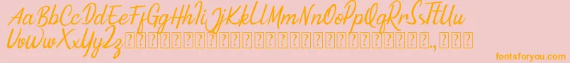 フォントMinnie Queen Font – オレンジの文字がピンクの背景にあります。