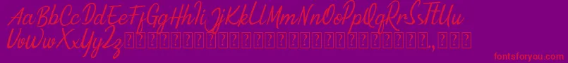 Minnie Queen Font-Schriftart – Rote Schriften auf violettem Hintergrund