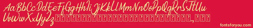 Fonte Minnie Queen Font – fontes amarelas em um fundo vermelho