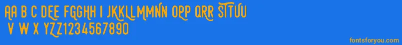 HamurzFreeVersion Font – Orange Fonts on Blue Background