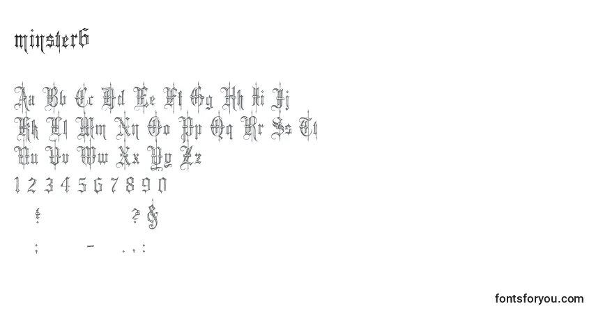 Шрифт Minster6 (134420) – алфавит, цифры, специальные символы